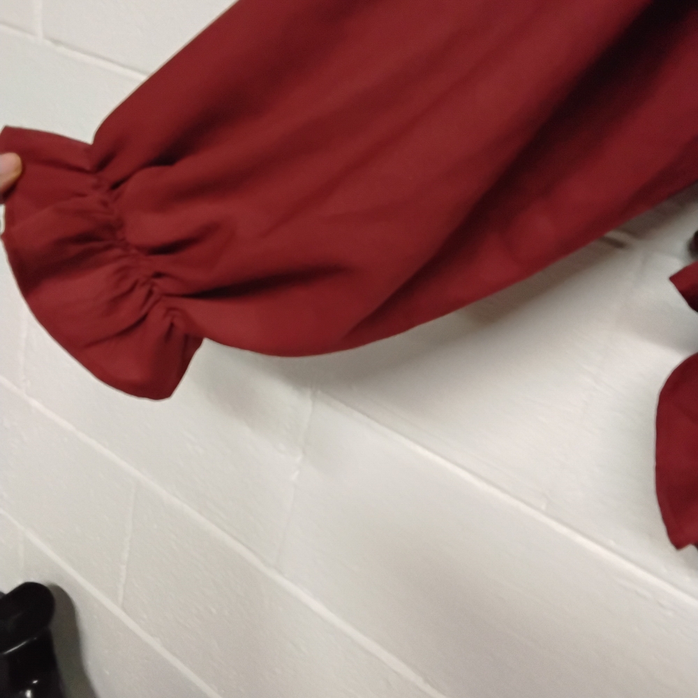 Elegant Ruffled Red Blouse - Picture 4 of 4
